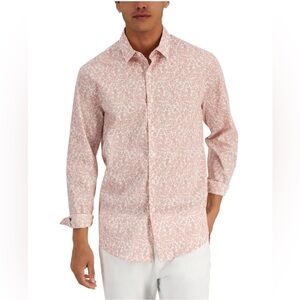 Alfani Men's Light Pink Patterned Button Down Shirt